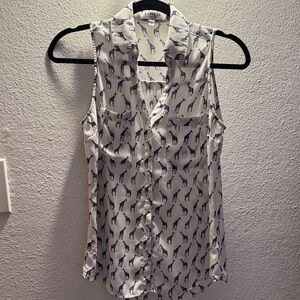 Express White Giraffe Print Blouse